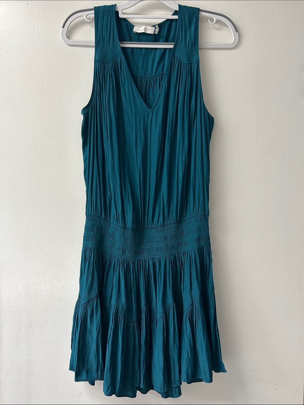 Teal Sleeveless V-Neck Tiered Summer Dress